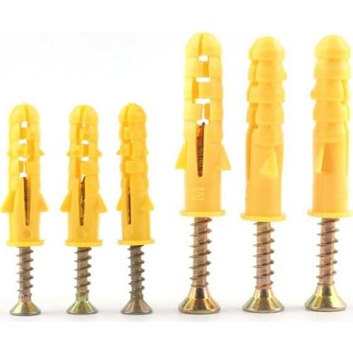 20pcs M6*30mm M8*40mm Expansion Screw Fastener Plastic Anchor Wall Plastic Pipe Nylon Expansion Bolt Plastic Expansion Tube