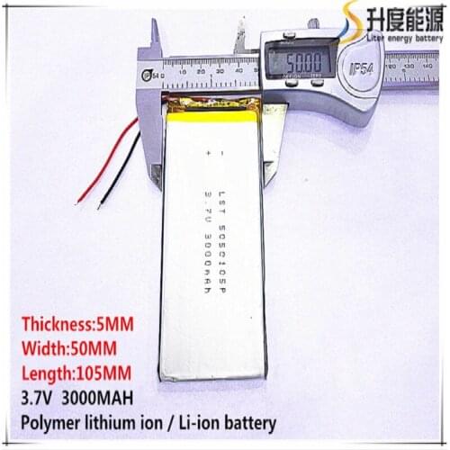 3.7V,3000mAH,[5050105] Polymer lithium ion / Li-ion battery for TOY,POWER BANK,GPS,mp3,mp4,cell phone,speaker