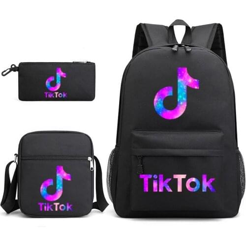 Hot TIK TOK 3pcs Set Backpack Children Anime Cartoon School Bag Bookbag Men Women Travel bags Mochila Daily Rucksack