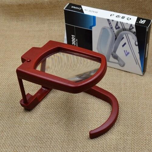 3X Red Pocket Standing Style Illuminated Desktop Reading Magnifying Glass Magnifier with 2pcs LED Lamps for Children Education
