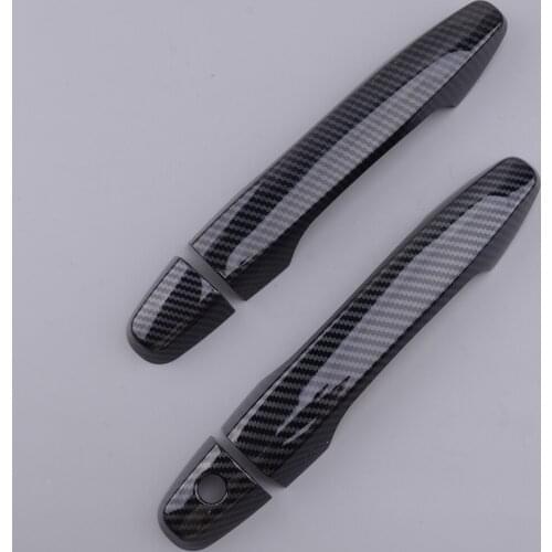 4Pcs ABS Car Carbon Fiber Style Side Door Handle Cover Trim Decor Fit For Honda Civic Coupe 2012 2013 2014 2015