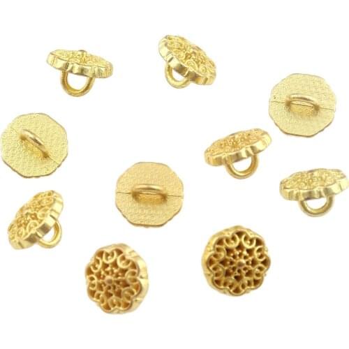 50pcs Alloy Gold Garment Buttons 10mm Hollow Flower Shape Coat Sewing Accessories Buttons for Handmade Craft DIY Suit Jacket