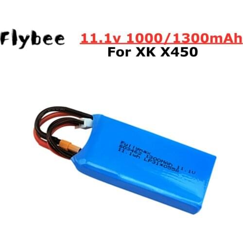 Battery for XK X450 FPV RC Airplane Drone Spare Parts 3S 11.1V 1000mAh 1300mah 20C Lipo Battery XT30 plug 1pcs