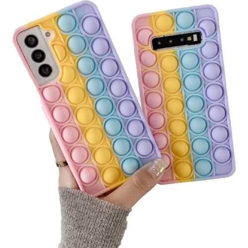 For Samsung A52 A72 A32 Case Rainbow Stress Relief Bubble Silicon Case for Galaxy A71 A51 5G S10 S20 Plus S21 Note20 Ultra Cover