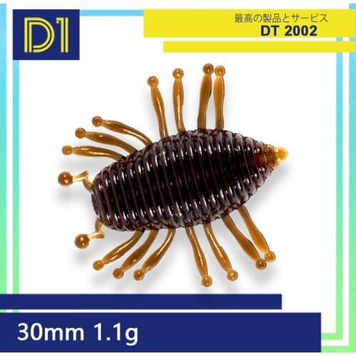 D1 larva worm 4 packs fishing soft lure Hollow body 30mm 1.1g 6 packs Silicone Swimbait for perch bass trout