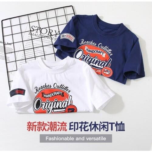 Baby Clothes 2021 Summer New Korean Choldrens Boys Print T Shirt Kids Casual Top Tees Toddler Letter Print Tee Shirts Outwear