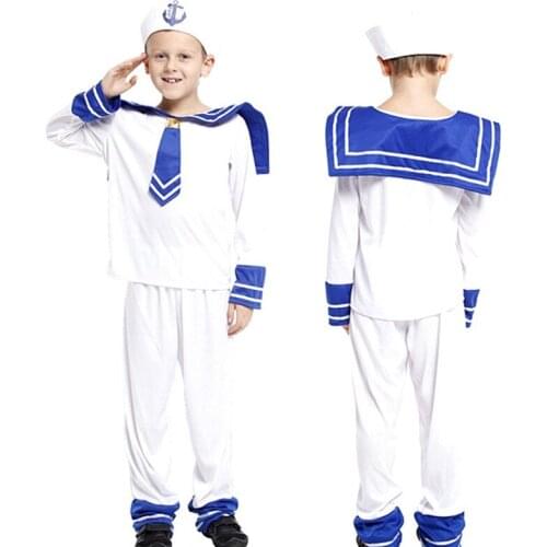 Boy Purim Royal Sailor Suit Costume Military Jumpsuit Uniform Cosplay Stage Show Carnival Halloween Fancy Party Dress