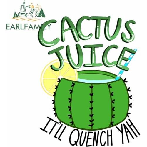 EARLFAMILY 13cm x 10.2cm for Cactus Juice Quench Car Stickers Cartoon Personality Motorcycle RV Decal Scratch-Proof Decoration