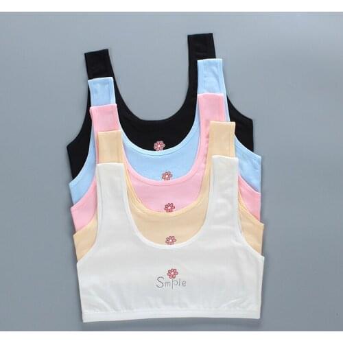 Girls Cotton Training Bra Puberty Lingerie Kids Soft Vest Sports Tops Tanks Breathable Students Underwear Bras 8-16 Years Old