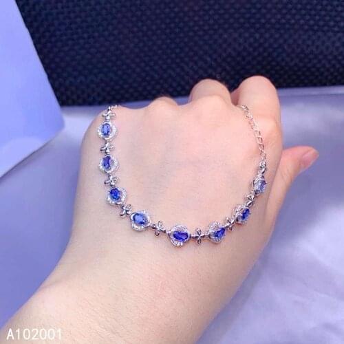 KJJEAXCMY fine jewelry natural sapphire 925 sterling silver new women hand bracelet support test luxury hot selling