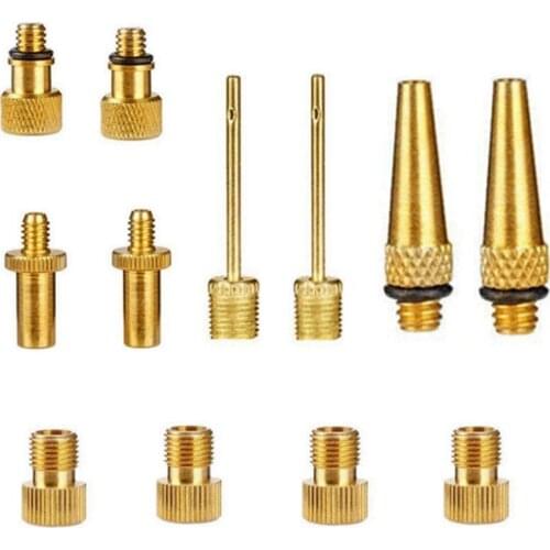 Valve Adapter Set 12Pcs Bicycle Car Valve Adapter Kit Set For Air Compressor Bike Floor Pump Bicycle Accessories Gold