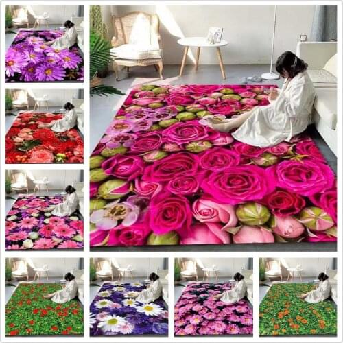Creative 3D Romantic Red Rose Print Rug Girl Room Floor Mat Valentines Day Home Decor Living Room Rugs Bedroom For Area Carpets