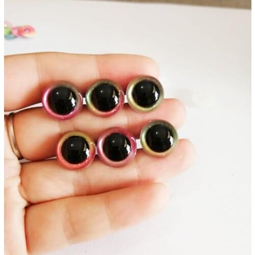 40pcs/lot 13mm/14--40mm round clear safety toy eyes +glitter rainbow fabric+hard washer for diy doll findings--mixed color