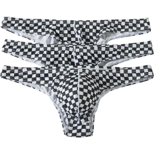 Hot Sale Grid Mens Underwear Briefs Summer Mens Briefs Low Waist Underpants Sexy Panties Briefs Breathable Men Sexy Under Wear