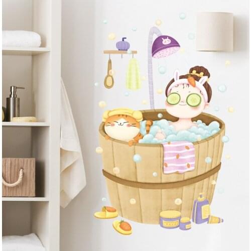 Cute girl series Wall sticker for kids baby room home decoration wallpaper living room bathroom removable mural Cat stickers