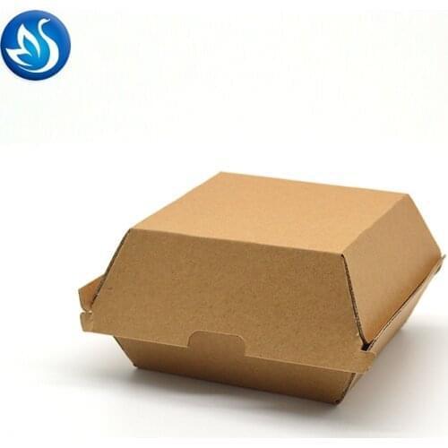 Disposable cardboard burger box/paper meal boat tray box/bento box hamburger packaging