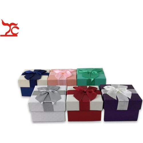 Wholesale 24Pcs/lot Ribbon Jewelry Kit Box Multi Color Paper Ring Earring Necklace Storage Organizer Gift Box Case 7*7*5cm