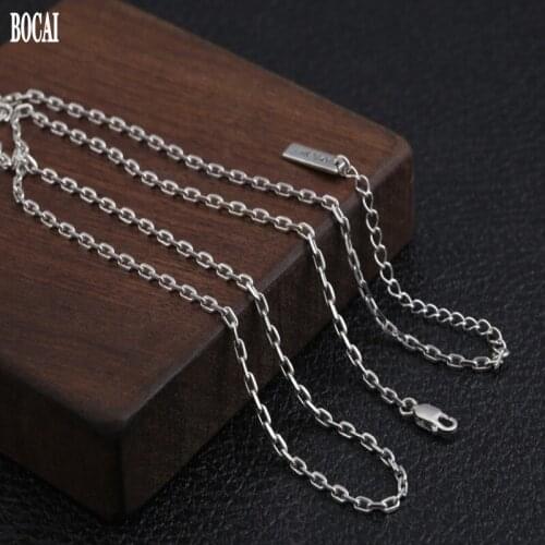 100% real S925 pure Silver Fashion Jewelry, Personality Trend 2mm Taijiao Necklace for Men and Women 925 Silver Womens Necklace