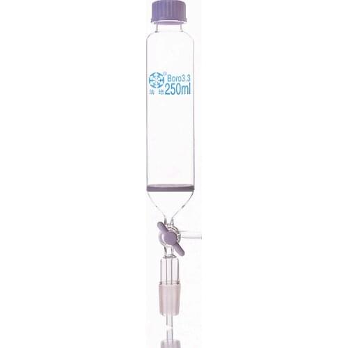 Peptide solid phase synthesis tube,P14,Capacity 250ml,Joint 24/29,Threaded mouth 32mm,With PTFE switch valve and sand core board