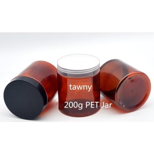 250g Plastic Jar Cosmetic Cream Jar Plastic Lid Tawny bottle PET Container Mask can Cosmetic Container Empty Food Packing Cans