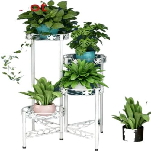 Foldable Flower Rack Indoor Home Balcony Decoration Storage Rack Iron Living Room Floor-Standing Flower Pot Rack