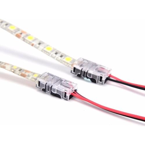 LED Strip To Wire Connector For 8/10mm Single Color IP65 Waterproof SMD 5050 5630 LED Tape Light Connection Conductor 2pin