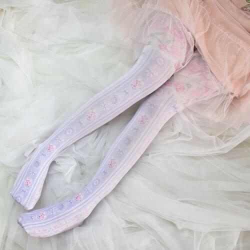 Early Autumn Only Beautiful Lolita Print Bottom Pantyhose 80d Velvet Rose Sweet Leg Covers Floral Festival Wearing