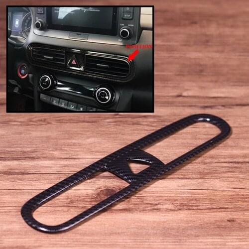 Carbon Fiber ABS Air Outlet Vent Auto Central Console Frame Trim Cover For Hyundai Kona Encino 2018 2019 Car Styling Accessories