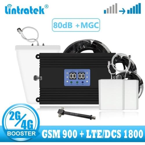 Lintratek 2g 4g signal booster amlifier gsm 900 1800 LTE 4G signal booster cellular amlifier GSM Voice DCS 4G internet repeater