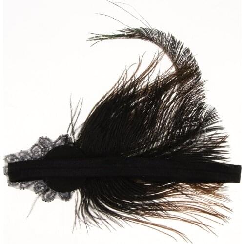 Vintage Lady Peacock Feather Applique Forehead Headband Headpiece