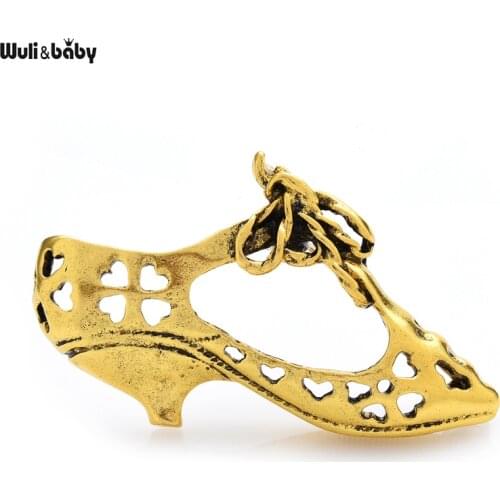 Wuli&baby Vintage Fashion High Heel Shoes Brooches For Women 3-color Meta Retro Shoes Casual Party Brooch Pin Jewelry Gifts