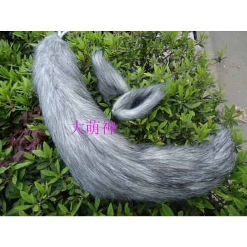 Japan Anime Costumes Spice And Wolf Holo Cosplay Halloween Fox Tail Pure Grey With Ears Gifts