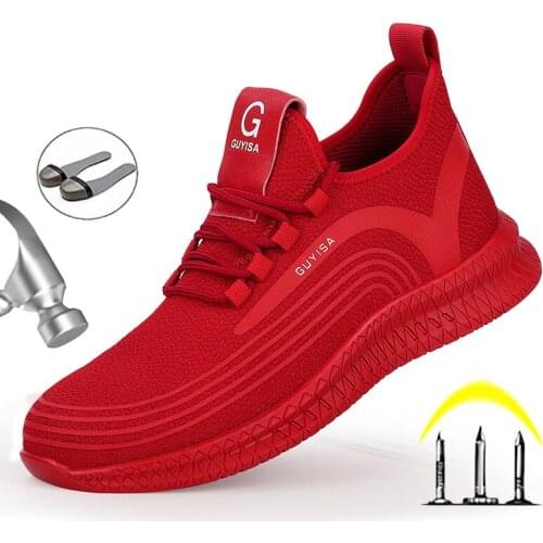 Protective Work Shoes Mens Sneakers Work Boots With Steel Toe Shoes Safety Footwear Anti-smashing Sneakers Safety Boots For Men
