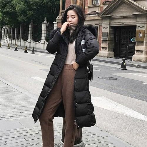 Winter Fur Collar Cotton Coat Female Long Section 2018 New Loose Casual Wild Cotton Clothing Large Size Cotton Jacket Womens