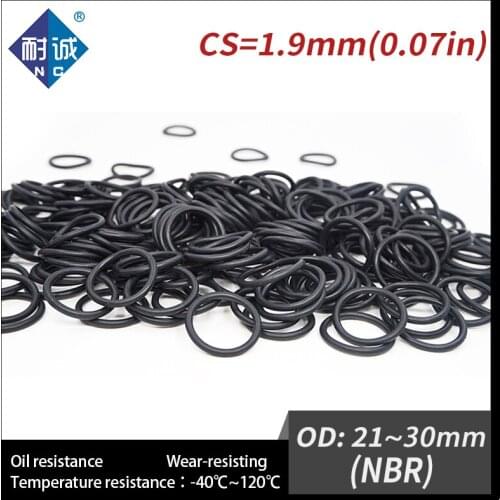 10PCS/lot Rubber Black NBR CS1.9mm OD21/22/23/24/25/26/27/28/29/30mm O Ring Gasket Oil resistant waterproof