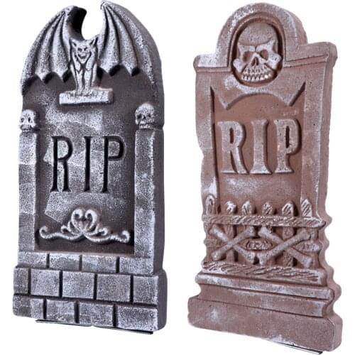 2pcs Tombstone Ornament Chic Scary Halloween Tombstone Decor for Party Inside