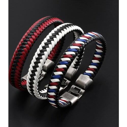 2021 Fashion Jewelry Vintage Hand Woven PU Leather Bracelet Charm Cuff Alloy Bracelet for Womens Accessories Pulseras