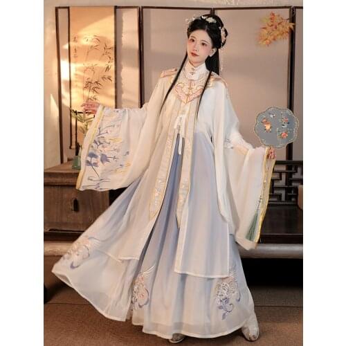 2021 chinese traditional costume ming dynasty embroidery retro design hanfu dress ancient princess national stage dance costume