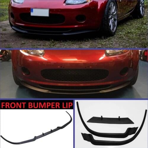 For Mazda Miata MX5 NC CUPRA R Front Bumper Lip Universal 3pcs Diffuser Black Bumper Lip Spoiler Body Kit Tuning Protector