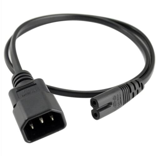 30cm Standard Molded IEC 320 C14 Socket to IEC C7 Plug AC Power Adapter Cable