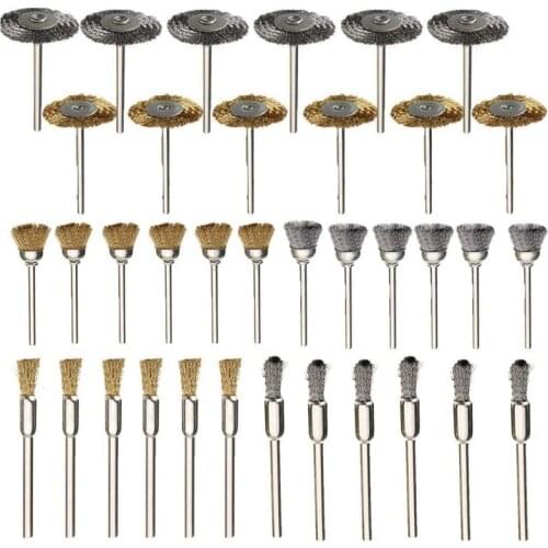 36Pcs Brass Steel Wire Brush Polishing Wheels Full kit for Dremel Rotary Tools