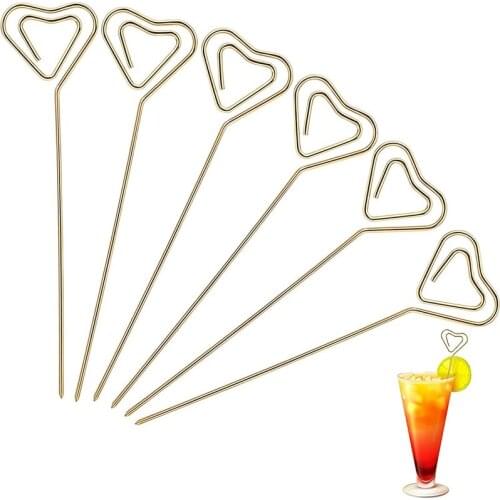 6 Pieces Cocktail Picks Reusable Stainless Steel Toothpick Bar Martini Picks Garnish Toothpicks Set for Drink Appetizers Fruit