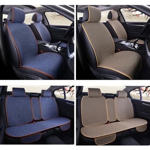 Big Size Flax Car Seat Cover Front Rear Back Full Choose Car Seat Cushion Linen Seat Pad Protector Auto Accessories Anti-Slip