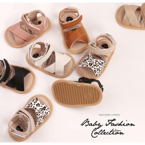 Baby Boys Girls Leather Shoes Summer Sandals Anti-Slip Open Toe Infant Flat Shoes With Criss Cross Strap Shoes 0-18Months