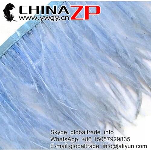 CHINAZP Factory 2yards/lot Exporting Good Quality Dyed Light Blue Ostrich Feathers Trim