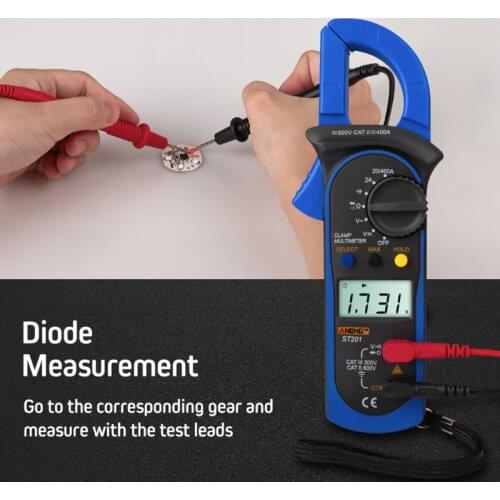 Digital Clamp Multimeter ST-201 True RMS LCD Multifuction Ohm DC AC Voltmeter AC Ammeter Data Tester