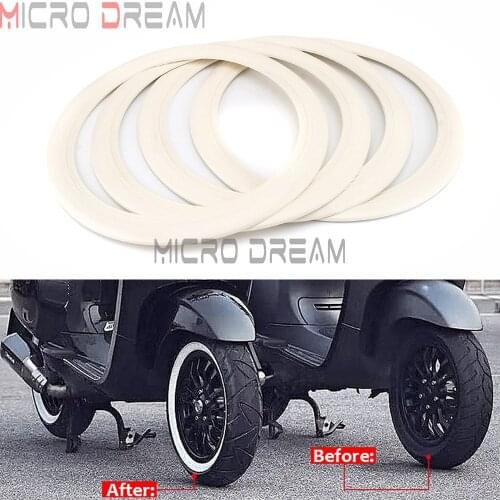 For Vespa GTS 250 300 Sprint Primavera 150 LX150 S150 Scooter 12" White Rubber Tyre Wheel Hub Protection Sticker Rings 2017-2019