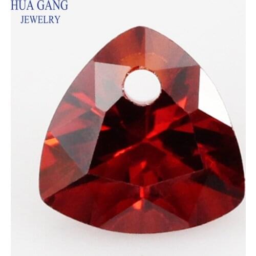 Single Hole AAAAA Trillion Shape Garnet Cubic Zirconia Stone For Jewelry Making Size 4x4~12x12mm High Quality CZ Stone Beads
