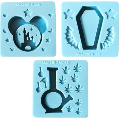 Halloween Coffin Shaker Silicone Molds Mini Stuff Fillings Mold DIY Resin Charms Craft Mould Bottle Castle Shakers Maple Leaf