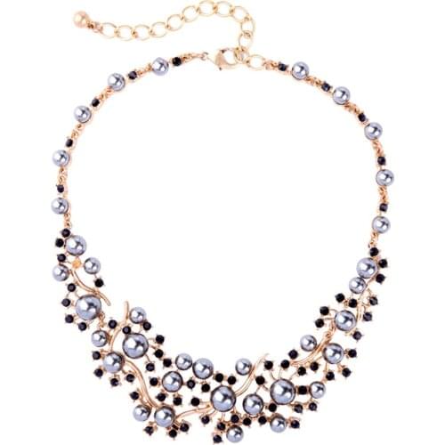 Bulk Price 2 Color Grey&White Acrylic Pearl Most Popular Decent Elegant Necklace 2018 Hot Sale Women Choker Necklace Jewelry